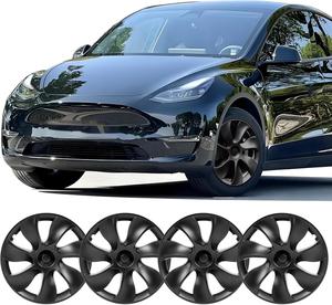 New - Fits Tesla Model Y Wheel Cover Hubcap 19 Inch Model Y 2020-2023 Wheel Replacement Hub Caps Set of 4 Blade Style Gemini Wheel Cover Replacement 3 Sets of T Logos&#65288;Blade Style Black&#65289;, 570-YUAN