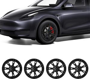 ($159.99) New - Model Y Wheel Covers 19 Inch- Pack of 4 Premium PPE Black Tesla Model Y Hubcaps Compatible with Tesla Model Y 2021-2024 (Model Y 19&#34; Style A)
