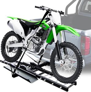 ($99.99) Motorcycle Hitch Carrier, 500LBS Heavy Duty Steel Dirt Bike Carrier with Loading Ramp, Anti-Tilt Locking Device, Motorcycle Rack for Dirt Bike Hitch Hauler - Pre Owned