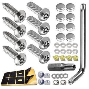 New - Anti Theft License Plate Screws- Stainless Steel Bolts Fasteners Kits for Car Tag Frame Holder, Tamper Resistant Mounting Hardware,1/4&#34;(M6) Security Screw Set,Rust Proof,Chrome Screw Caps Cover