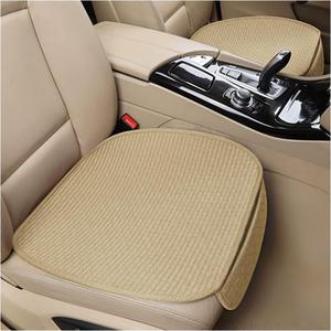 New - AICEL Car Seat Covers Cushion Pad, 2PCS Auto Front Seat Protector Mat, Breathable Anti-Slip Comfortable for Office and Home, Vehicle Winter Summer Accessories Fit Most Truck, SUV, Van (Beige)