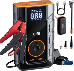 Jump Starter with Air Compressor, UIBI X3 1500A Car Battery Jumper Starter Portable with 150PSI Digital Tire Inflator, 12V Jump Box Booster(7.5 Gas/5.5L Diesel), Power Bank with Type-C PD45W, Lights - As-is accessories not included