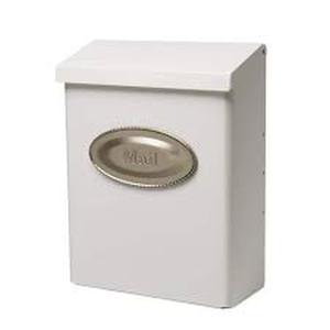 Architectural Mailboxes Designer White with Satin Nickel, Medium, Steel, Locking, Wall Mount Mailbox (Preview Recommended)