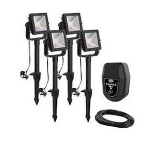 Hampton Bay 20-Watt Equivalent Low Voltage Black Integrated LED Outdoor Landscape Flood Light (4-Pack) (Retail $149) (Preview Recommended)