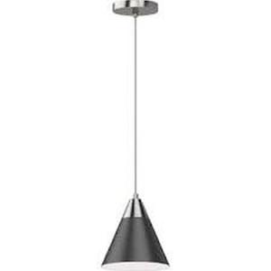 Volume Lighting 1-Light Brushed Nickel &#38; Black Island Pendant Light with Cone Metal Shade (Preview Recommended)