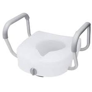 Glacier Bay E-Z Round 5 in. H Elevated Toilet Seat with Armrests, Lockable in White (Preview Recommended)