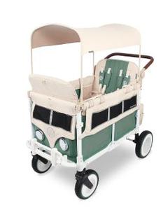 WonderFold VW4 Luxe Quad Stroller Wagon - Volkswagen Special Edition - Sage Green - VW4-GN